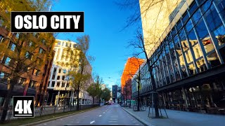 Morning Drive In Oslo City Centre  Norway  4K [upl. by Ahsiemac]