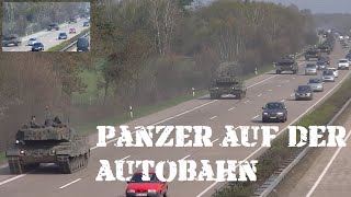 Panzer auf der Autobahn A7 PzBtl 33 marschiert mit Leopard 2 vom NATO TrÜbpl Bergen nach Luttmersen [upl. by Apollus]