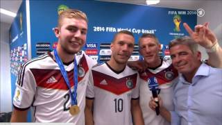 WM 2014 Finale Poldi amp Schweini geilstes Interview EVER dissen Mehmet Scholl J [upl. by Vacuva780]