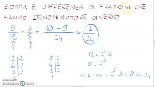 Somma e differenza di frazioni con denominatore diverso [upl. by Baxie134]