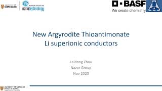 New Family of Argyrodite Thioantimonate Lithium Superionic Conductors  Laidong Zhou [upl. by Hootman772]