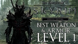 Skyrim Special Edition How To Get The Best Enchanted Daedric Weapons amp Armor At Level 1 [upl. by Tabbie568]