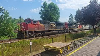 EMD SD70M2 Leader On CN Manifest Train At Fort Langley British Columbia Canada [upl. by Salta956]