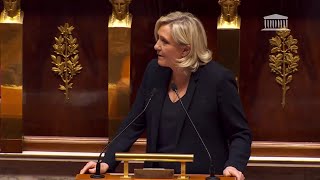 Discours de Marine Le Pen sur la motion de censure contre le gouvernement [upl. by Isaacson764]