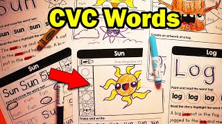 CVC Words Worksheets for Classrooms or Homeschooling [upl. by Hnil]