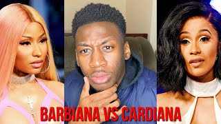 BARBIANA VS CARDIANA THOTIANA REMIXES Nicki Minaj vs Cardi B  Reaction [upl. by Neiluj]