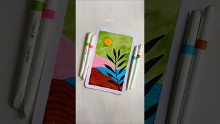 quotSimple Aesthetic Landscape Art with Brush Pens  Relaxing Art Tutorial 🌿🎨quotArtShorts AestheticArt [upl. by Veronique]