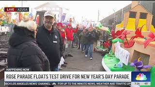 Rose Parade floats ready for test drive ahead of New Years Day [upl. by Grearson949]