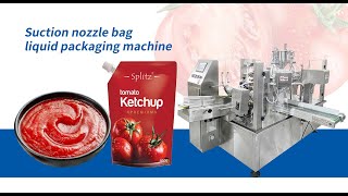 Liquid stand up pouch spouted nozzle bag auto sacaling filling and sealing machine [upl. by Eilsehc679]