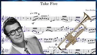 Dave Brubeck  Take Five Trumpet Sheet Music With Play Along [upl. by Weinhardt]