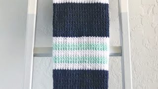 Crochet Modern Nautical Baby Blanket [upl. by Uwton375]