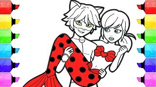 Miraculous Ladybug Coloring Pages Mermaid  How to Draw and Color Ladybug Sereia Mermaid Cat Noir [upl. by Alda]