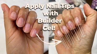 HOW TO APPLY NAIL TIPS USING BUILDER GEL  Hubba Bubba Inspired Nails [upl. by Razaile]