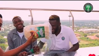 WATCH Funny Video of Victor Osimhen amp Boniface Advertising Garri In Super Eagles Camp [upl. by Duwe]