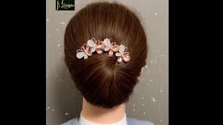 Simple n easy hairbun hairstyle  easy party hairstyle  hairstyle for saree [upl. by Evanthe]