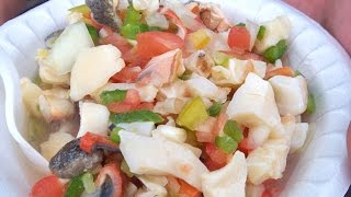 How to make a CONCH salad  Freeport Bahamas [upl. by Yirinec]