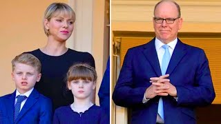 Albert And Charlene Of Monaco On The Balcony With Their Children For Corpus Christi [upl. by Nyrual]