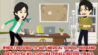 When I Refused to Quit Medical School Husband Destroyed My Study Materials Before Finals [upl. by Wilson445]