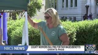 Josephine County workers rally for fair wages and benefits [upl. by Nylekoorb562]