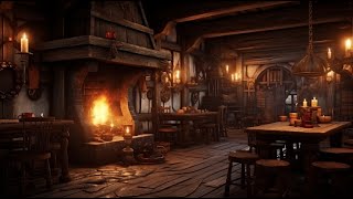 Medieval Fireside Music and Ambience  Medieval Tavern Ambience for Sleep🌛 Relaxation Study 😌🔥 [upl. by Elysee781]