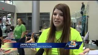 Canstruction creations benefit homeless hungry [upl. by Sidalg]