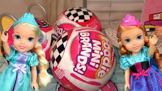 Surprises  Elsa amp Anna toddlers  fun with friends amp Mini Brands Foodie [upl. by Kieger729]