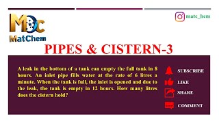 Pipes amp Cistern 3 pipes cistern emptying filling capacity ssc cgl kpsc upsccsat ntpc [upl. by Acinorav788]