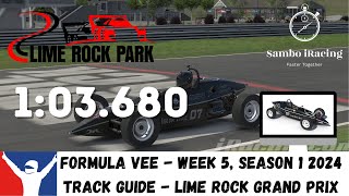 iRacing Formula Vee Lime Rock Park Grand Prix GP Track Guide  103680 Sim Racing Tips Week 5 S1 [upl. by Hedwiga]