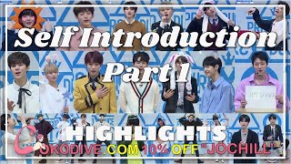 PRODUCE 프로듀스 X 101 Highlights 4 101 Trainees SelfIntroduction pt 1  cokodive code quotJOCHILLquot [upl. by Lewellen]