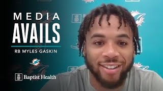 Myles Gaskin meets with the media  Miami Dolphins [upl. by Doralynn]