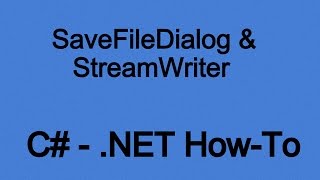 How To Use A SaveFileDialog and StreamWriter in NET C [upl. by Llennahc]