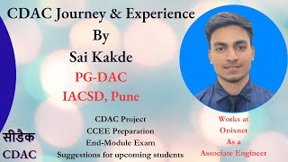 CDAC Journey amp Experience  Meet With Sai Kakde  PGDAC  IACSD Pune [upl. by Johns98]