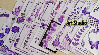 50 PURPLE BORDER DESIGNSPROJECT WORK DESIGNSA4 SHEETFILEFRONT PAGE DESIGN FOR SCHOOL PROJECTS [upl. by Nedloh413]