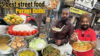 Top 5 Famous street food in Purani Delhi  Kulia ki chaat  1st floor wale chole kulche  kachori [upl. by Acim700]