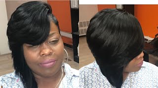 HALF QUICKWEAVE BOB LAYERED W FINGER WAVES INSPIRED BY TOYA WRIGHT [upl. by Yrdua]