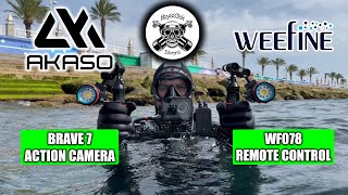 AKASO BRAVE 7 amp WEEFINE UNDERWATER VIDEO SETUP AKASO BRAVE 7  WEEFINE WF078 AND REMOTE CONTROL [upl. by Naimad719]