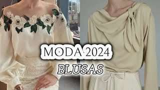 HERMOSAS BLUSA ELEGANTES SENCILLAS Y DISCRETAS DE MODA 2024 [upl. by Grati]