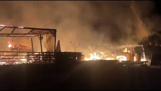 HauteCorse  incendie dune paillote après une forte explosion à TaglioIsolaccio [upl. by Anitirhc]