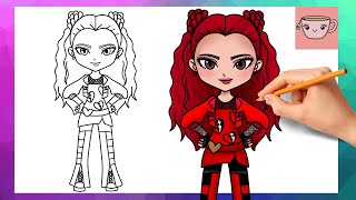 How To Draw Red from Descendants 4  The Rise Of Red  Disney Drawing Tutorial [upl. by Rojas]