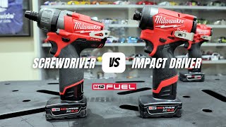 Milwaukee M12 Fuel Screwdriver 240220 vs Impact Driver 345320 [upl. by Eyllom790]