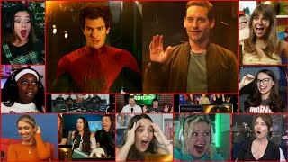 SpiderMan No Way Home Andrew Garfield and Tobey Maguire entry scene Reaction Compilation [upl. by Ettevey745]