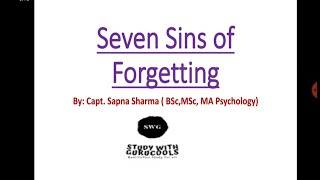 Seven Sins of Forgetting Daniel Schacter [upl. by Yawnoc320]