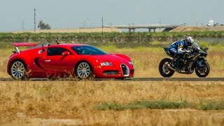 Kawasaki H2R vs Bugatti Veyron Supercar  12 Mile Airstrip Race 2 [upl. by Werda21]