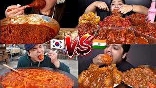 SPICY KOREAN FOOD VS SPICY INDIAN FOOD 🇰🇷🆚🇮🇳🌶️🔥🥵 [upl. by Annaoi]