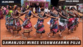 Damanjodi mines Vishwakarma puja dhemsa dance  2024  koraputia dance  koraputia band baja [upl. by Ajnat116]