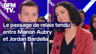 quotSexistequot quotdéputé fantômequot Le passage de relais tendu entre Manon Aubry et Jordan Bardella [upl. by Yhtak298]