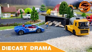 Thrilling diecast Stop Motion Accident in DIY 164 Scale Diorama [upl. by Ailecara471]