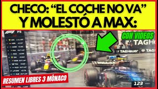 F1 LIBRES 3 MÓNACO SERGIO PÉREZ INDIGNADÍSIMO CON SETUP INSULTÓ A STAKE Y MOLESTÓ A MAX LECLERC 1 [upl. by Ennairak]