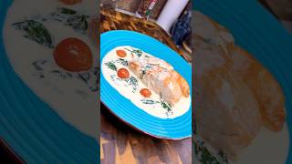 Salmon with creamy spinach sauce  cooking cook food coook recipe delicious gocook foodie [upl. by Hopfinger]