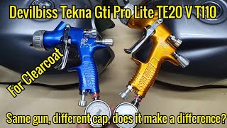 Devilbiss Tekna Gti Pro Lite TE20 v T110 Caps With Upol 2080 Clearcoat On Motorcycle Tank [upl. by Yzeerb]